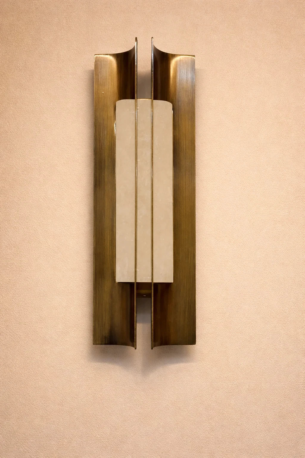 Modern Alabaster Cylinder Wall Sconce Front View Studio Display