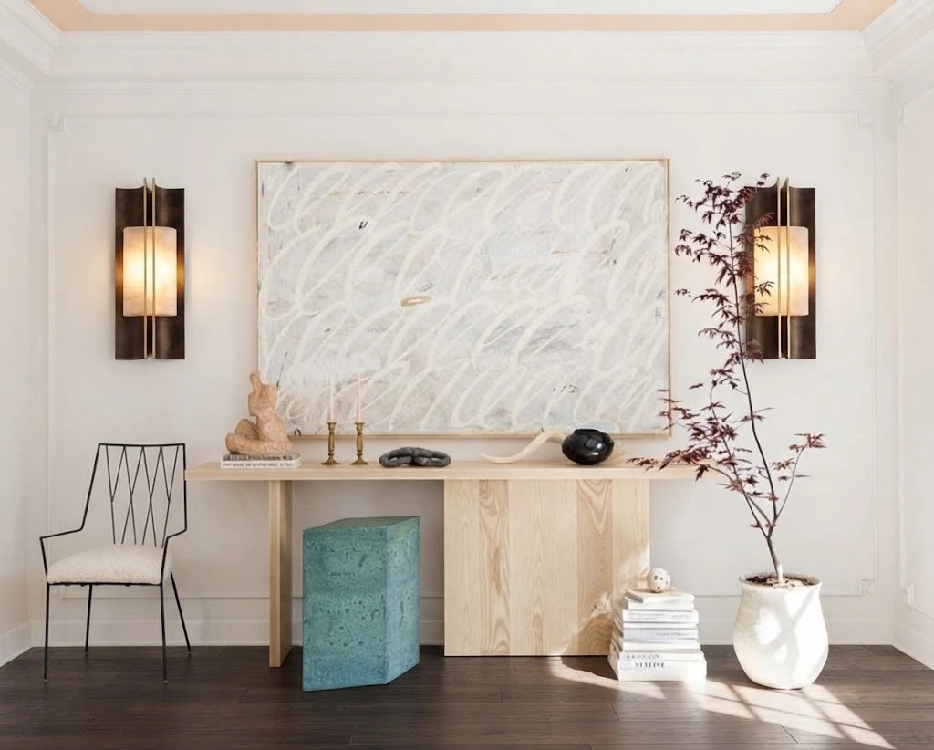 Modern Dark Winged Base Wall Sconce in Elegant Living Space
