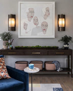 Modern Dark Winged Base Wall Sconce in Sophisticated Living Room