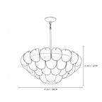 Modern Large Multi-Tier White Disc Chandelier Line Art Dimension Diagram