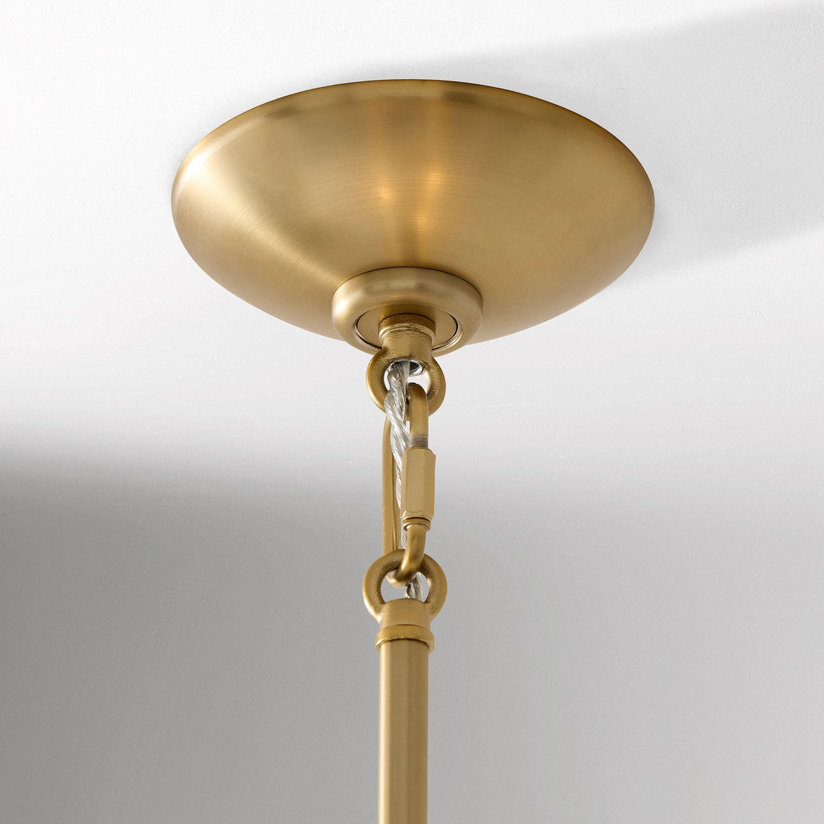 Close Up View of Brass Canopy and Suspension Chain Structure