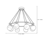Customizable Alabaster Globe Chandelier – Brass Hexagon Ring Dining Room Table Light