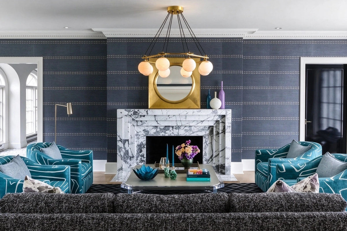 Modern Brass Ring Chandelier in Elegant Living Space