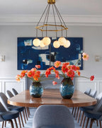 Modern Brass Ring Chandelier in Cozy Dining Space