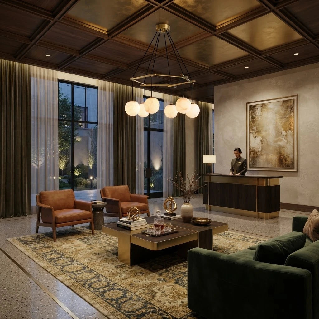 Modern Brass Ring Chandelier in Sophisticated Interior Setting