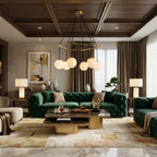 Modern Brass Ring Chandelier in Luxury Living Space