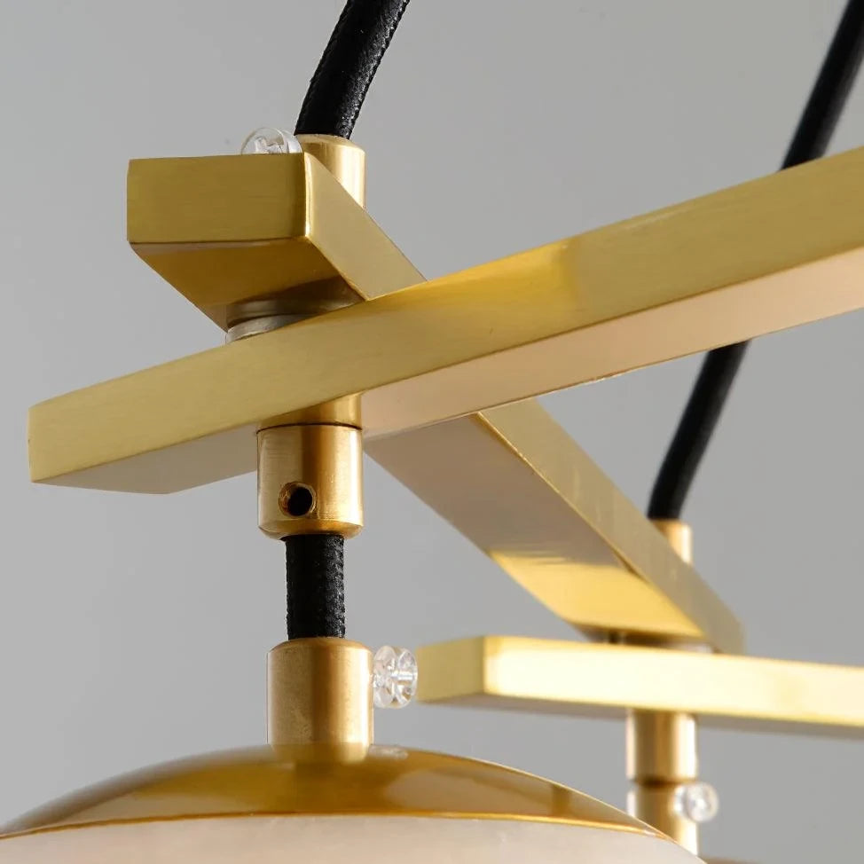 Close Up View of Alabaster Sphere Shade Natural Vein Texture and Warm Glow Details
