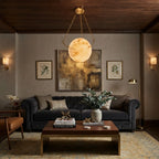 Modern Brass Chain Pendant Light in Luxury Living Room Decor