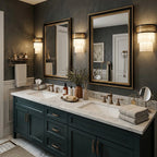 Modern Tiered Alabaster Wall Sconce in Luxury Bathroom Vanity Space   
