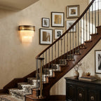 Modern Tiered Alabaster Wall Sconce in Grand Staircase Foyer   