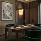 Modern Pierced Metal Band Wall Sconce in Formal Dining Room   