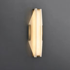 Illuminated Modern Brass Trim Wall Sconce Side View Studio Display   