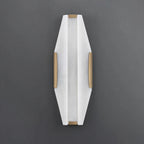Modern Hexagonal Alabaster Wall Sconce Off State Studio Display on Grey Background   