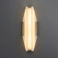 Illuminated Modern Alabaster Wall Sconce Studio Shot on Grey Background   