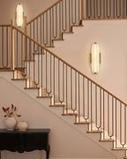 Modern Hexagonal Alabaster Wall Sconce in Grand Staircase Corridor
