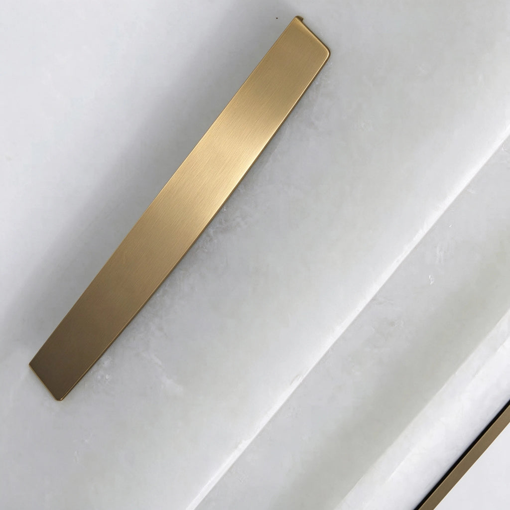 Close Up View of Side Brass Trim Metal Finish and Texture Details   