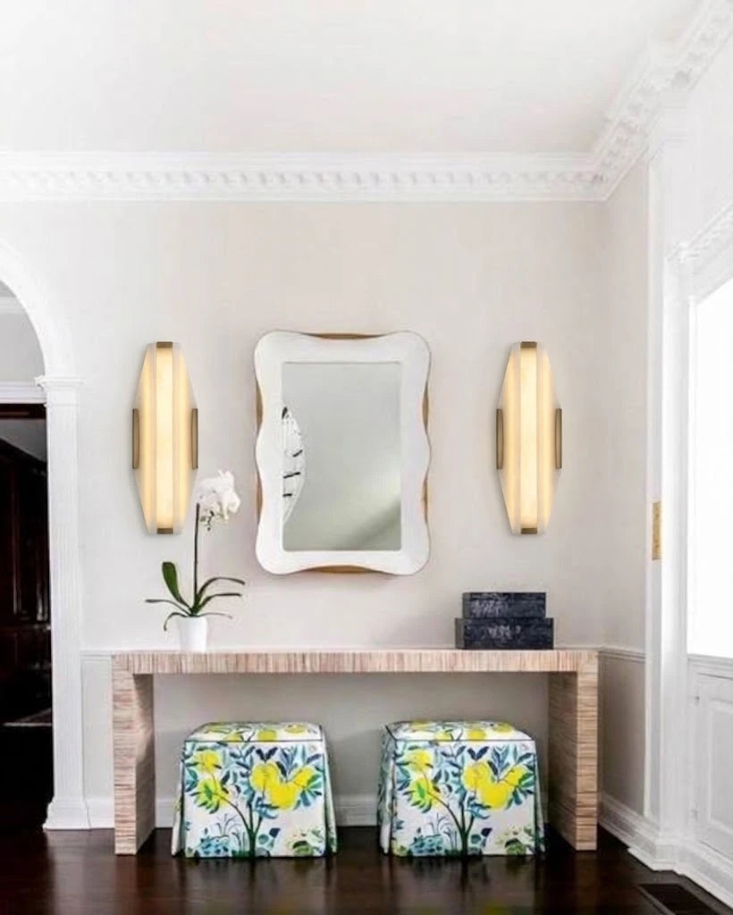 Modern Brass Trim Wall Sconce in Luxury Entryway Foyer