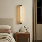 Modern Metal Trim Alabaster Wall Sconce in Elegant Bedroom Decor