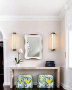 Modern Metal Trim Alabaster Wall Sconce in Elegant Entryway Foyer