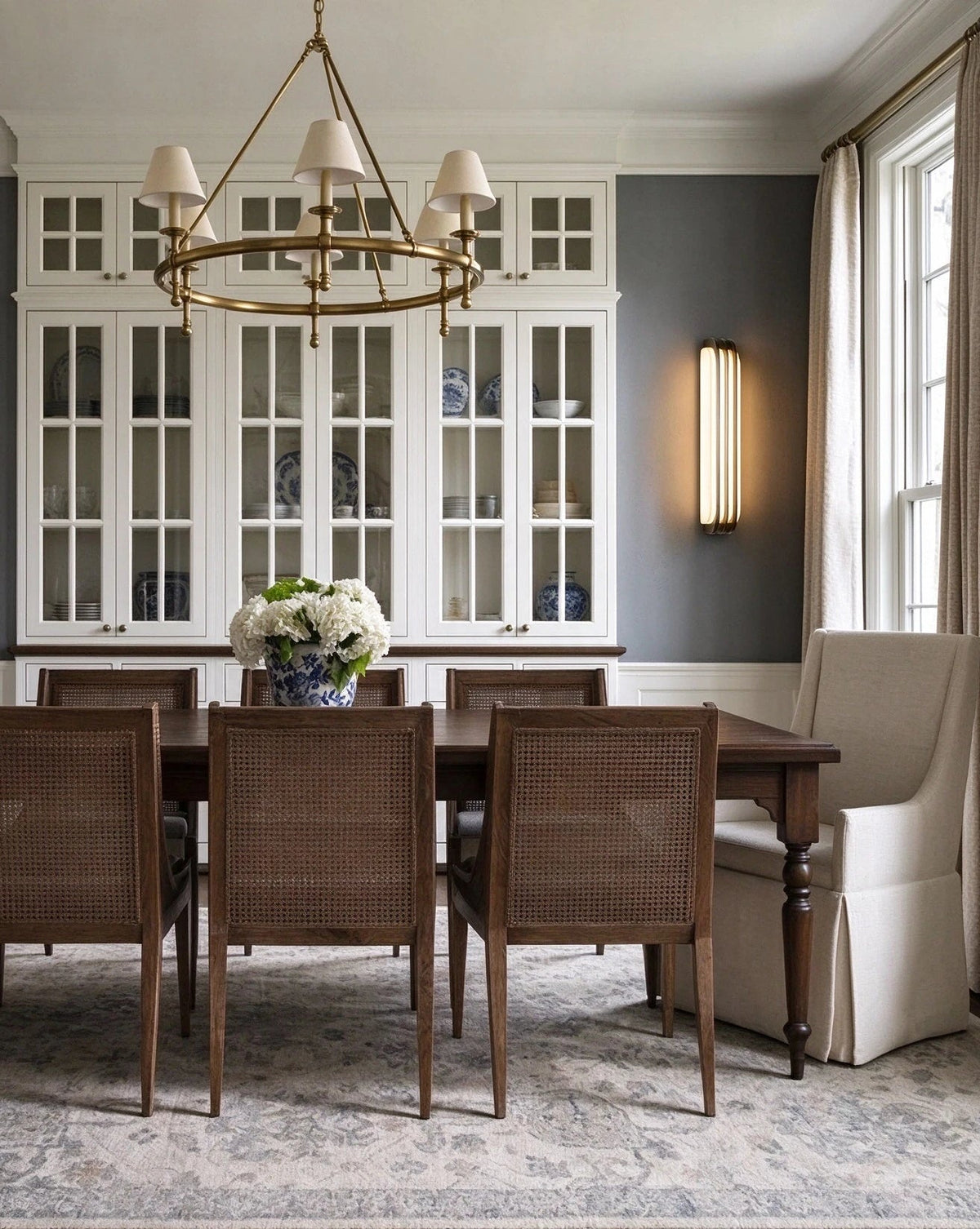 Modern Alabaster Long Wall Sconce in Formal Dining Room