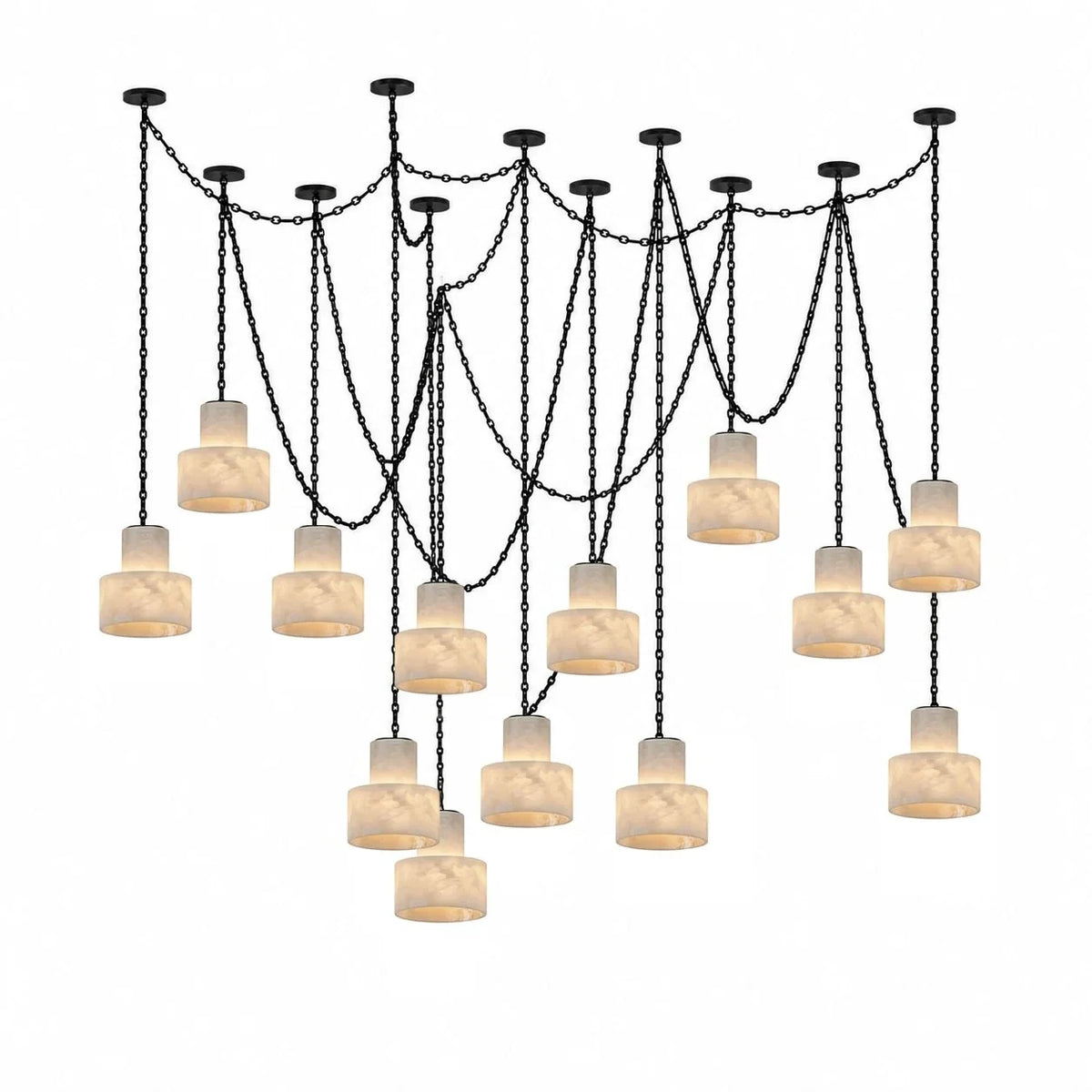Modern Large Spider Alabaster Art Glass Chandelier Display