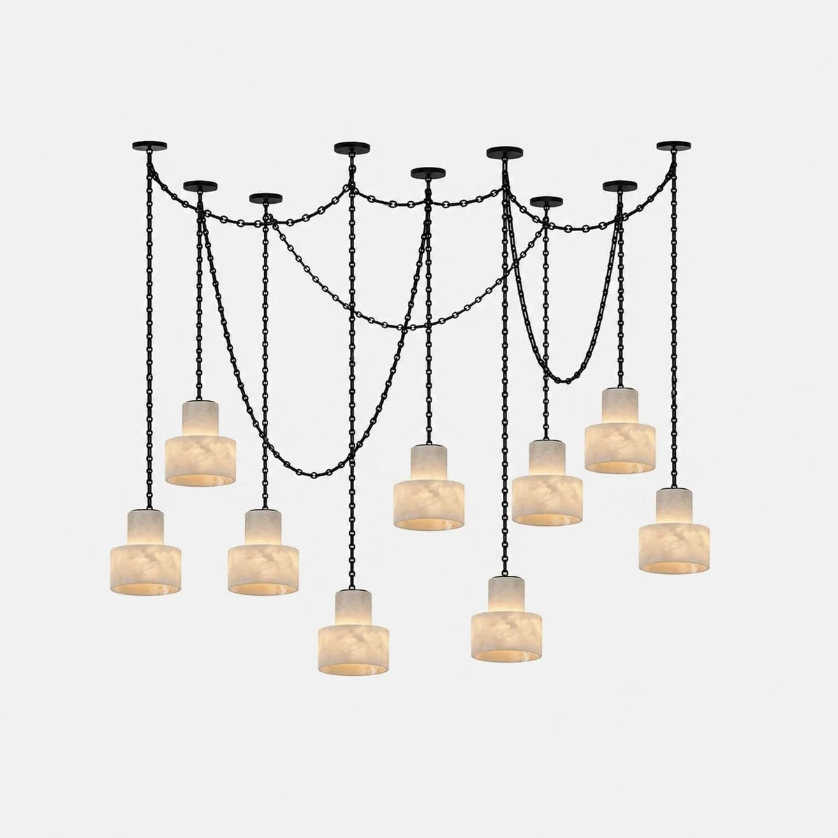 Modern Multi-Light Spider Alabaster Pendant Chandelier Studio Shot