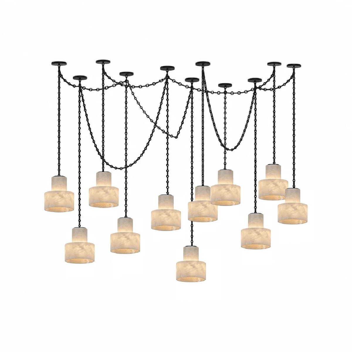 Modern Large Multi-Light Alabaster Art Chandelier Studio Display
