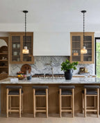 Modern Alabaster Art Glass Pendant Light Over Kitchen Island