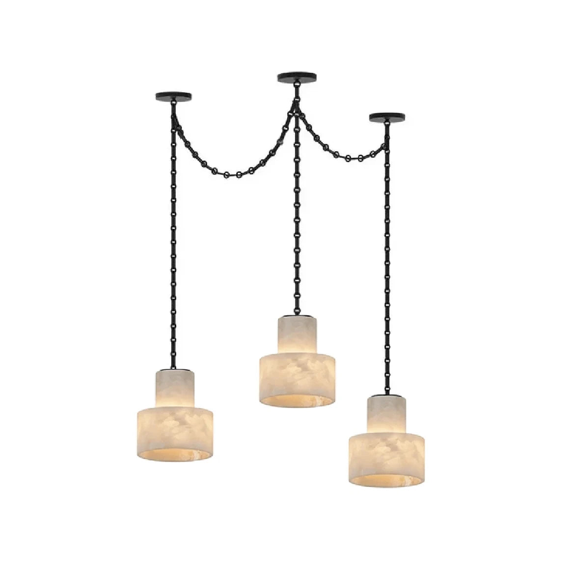 Modern 2-Light Alabaster Pendant Light Studio Display