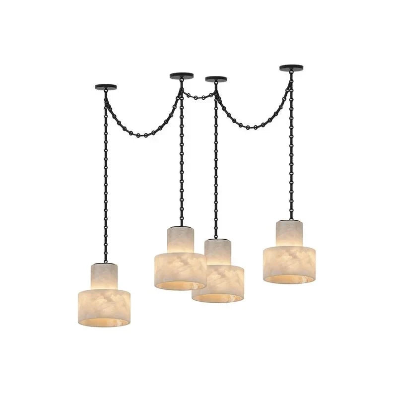 Modern 3-Light Alabaster Pendant Light Studio Shot
