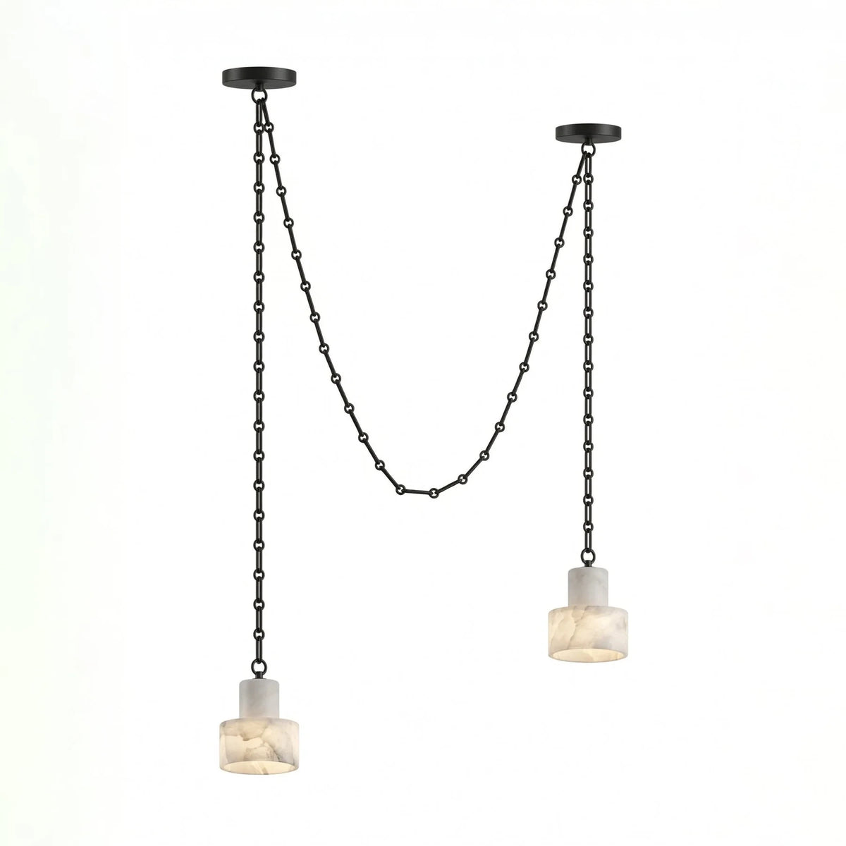 Modern 2-Light Alabaster Art Glass Pendant Light Studio Shot