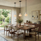 Modern Alabaster Pendant Light Over Dining Table in Kitchen Area