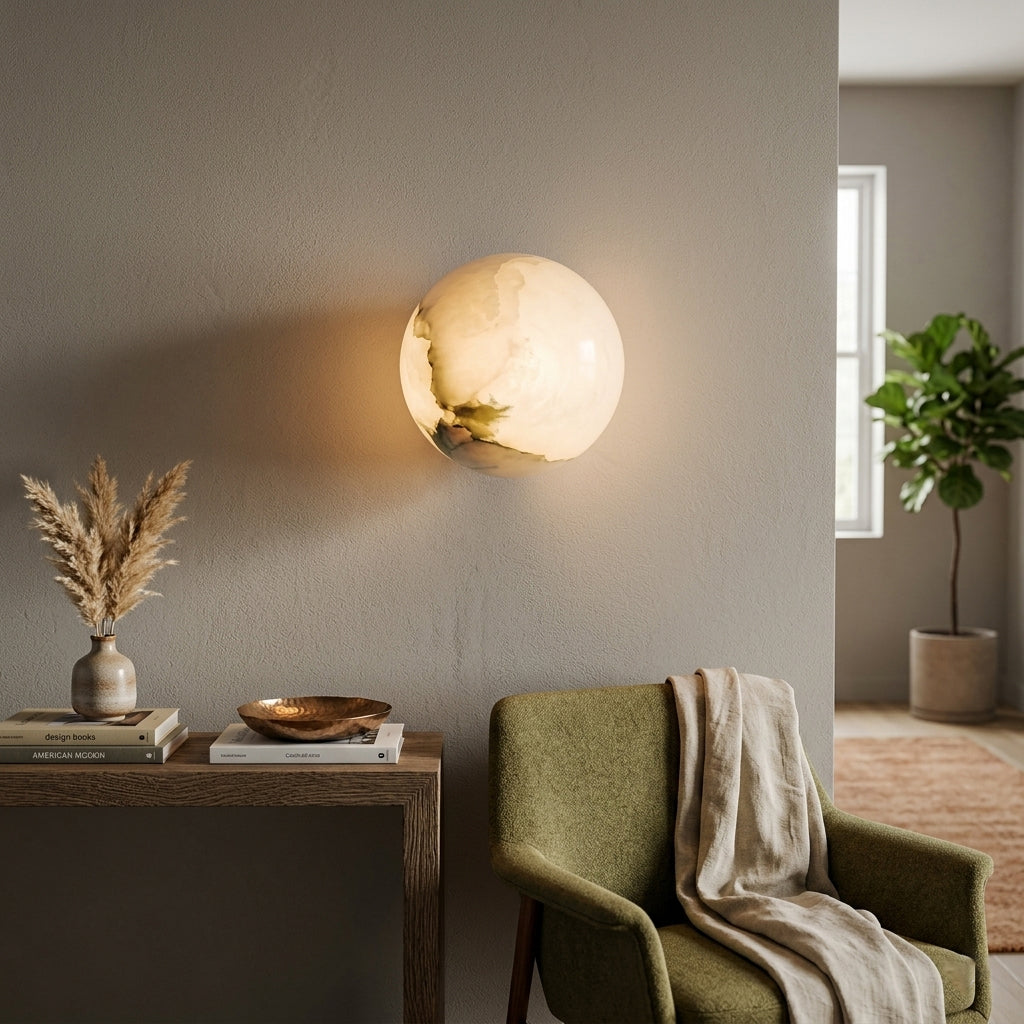 Alabaster Minimalist Round Wall Sconce