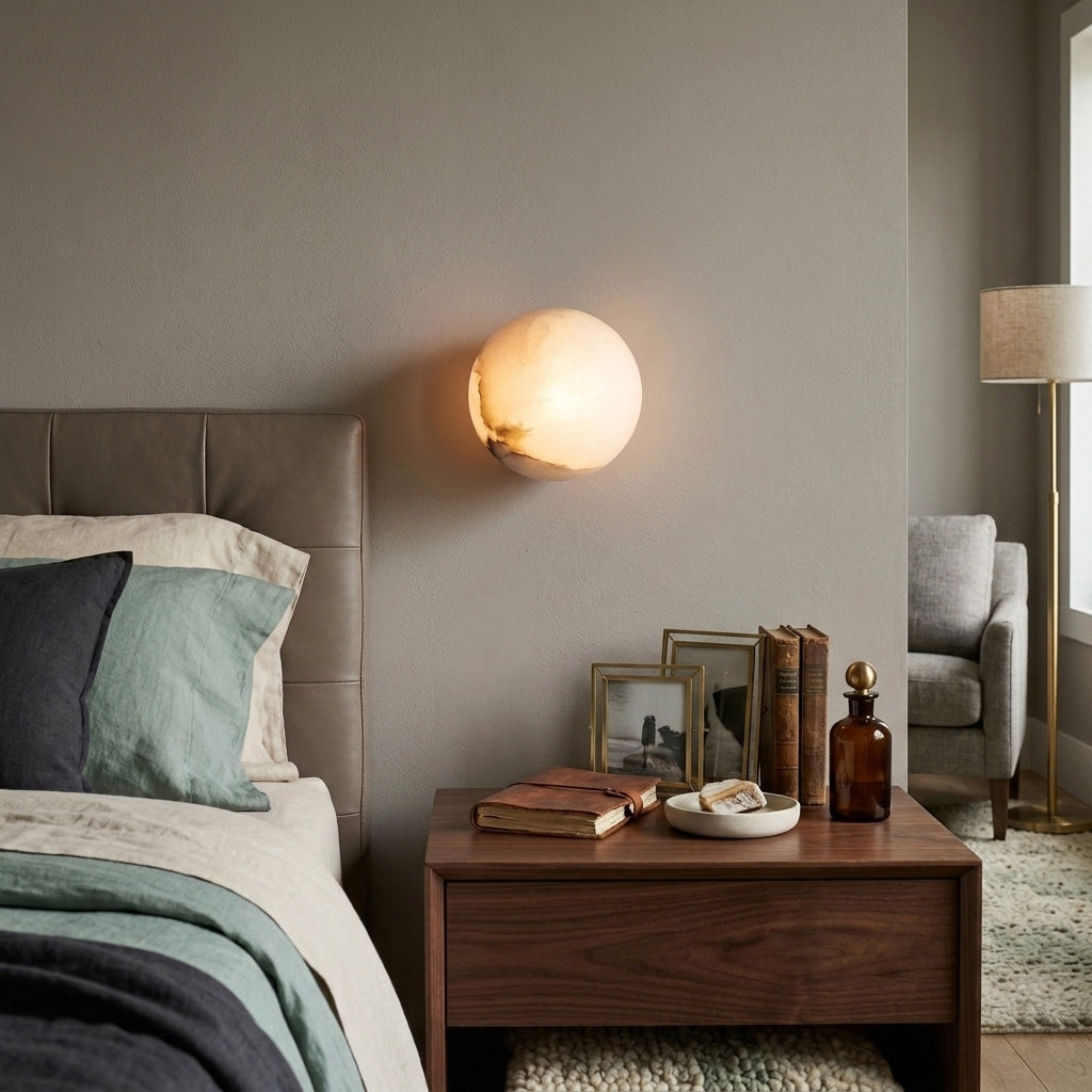 Alabaster Minimalist Round Wall Sconce