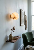 Alabaster Minimalist Round Wall Sconce