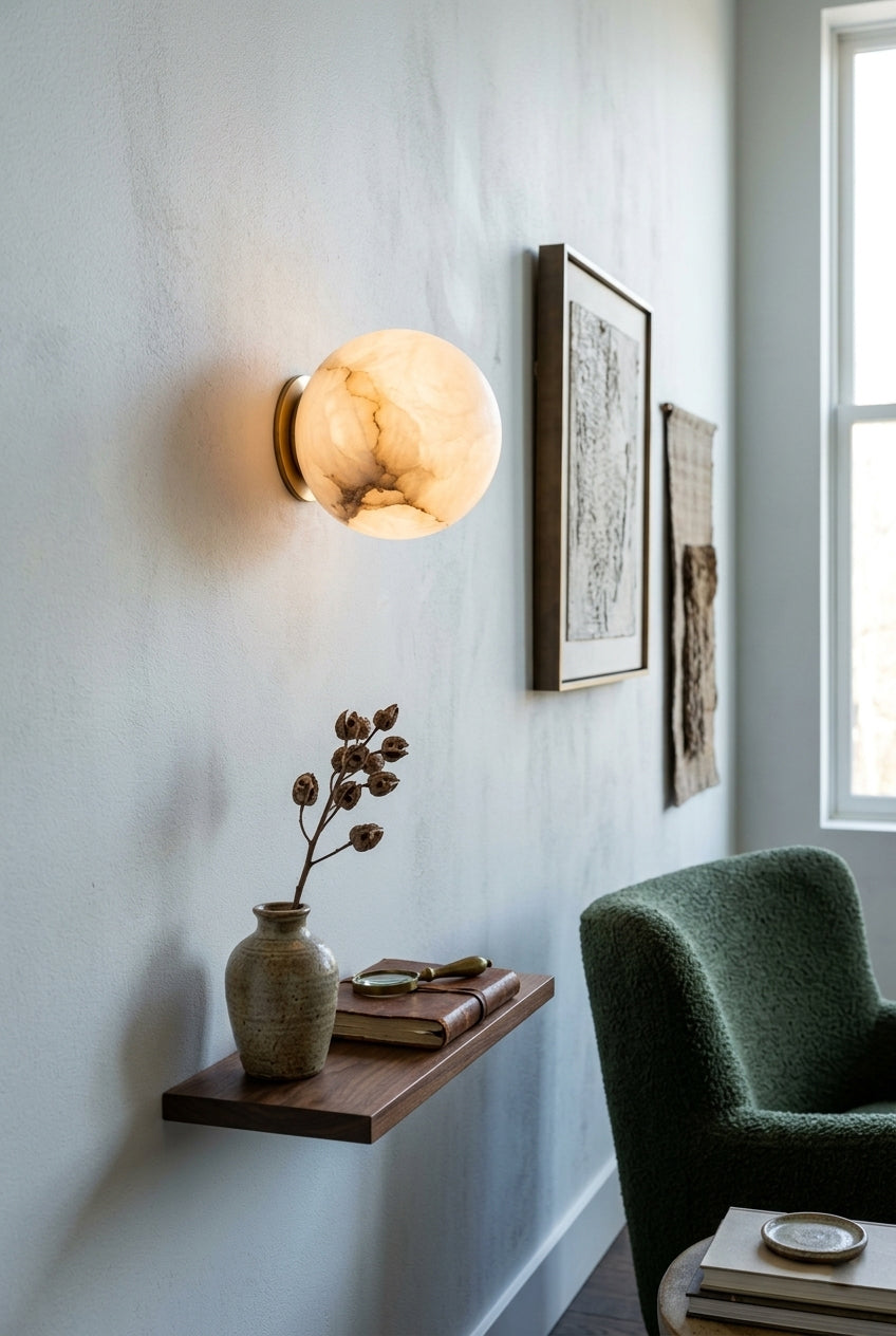 Alabaster Minimalist Round Wall Sconce