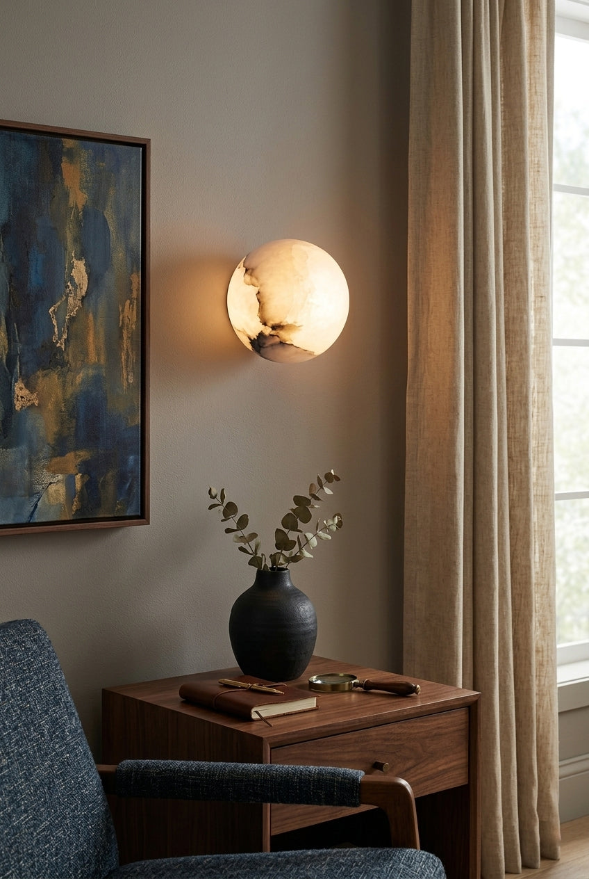 Alabaster Minimalist Round Wall Sconce