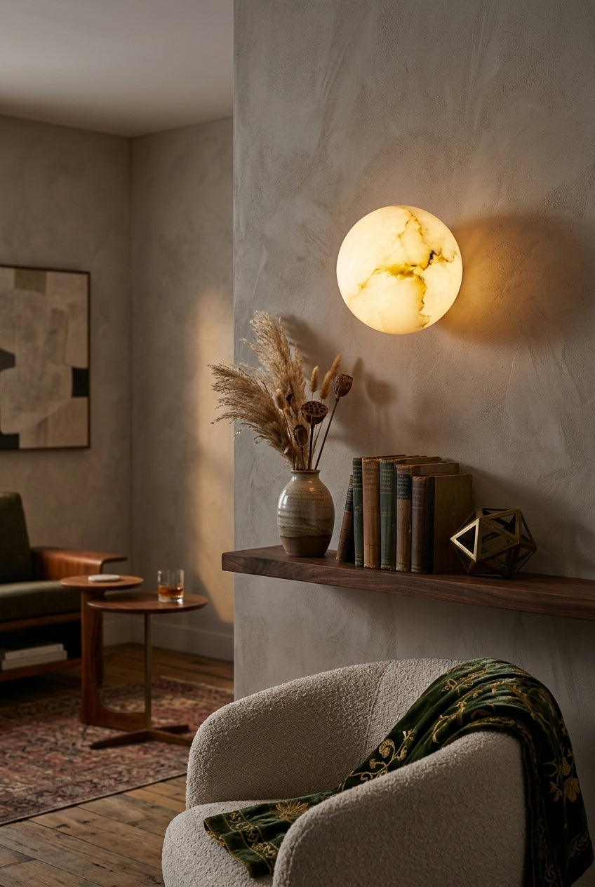 Alabaster Minimalist Round Wall Sconce