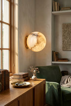 Alabaster Minimalist Round Wall Sconce