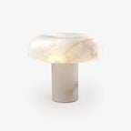 Modern Solid Alabaster Mushroom Accent Table Lamp Studio Product Shot