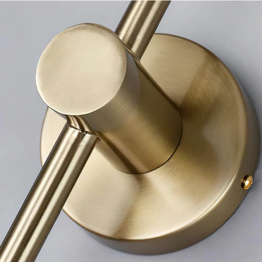 Close Up View of Brass Wall Canopy Mount and Pendant Rod Connection Details