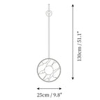 Modern Brass Pendant Rod and Alabaster Ring Wall Sconce Line Art Dimension Diagram