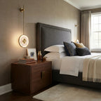 Modern Alabaster Ring Wall Sconce in Contemporary Bedroom Interior