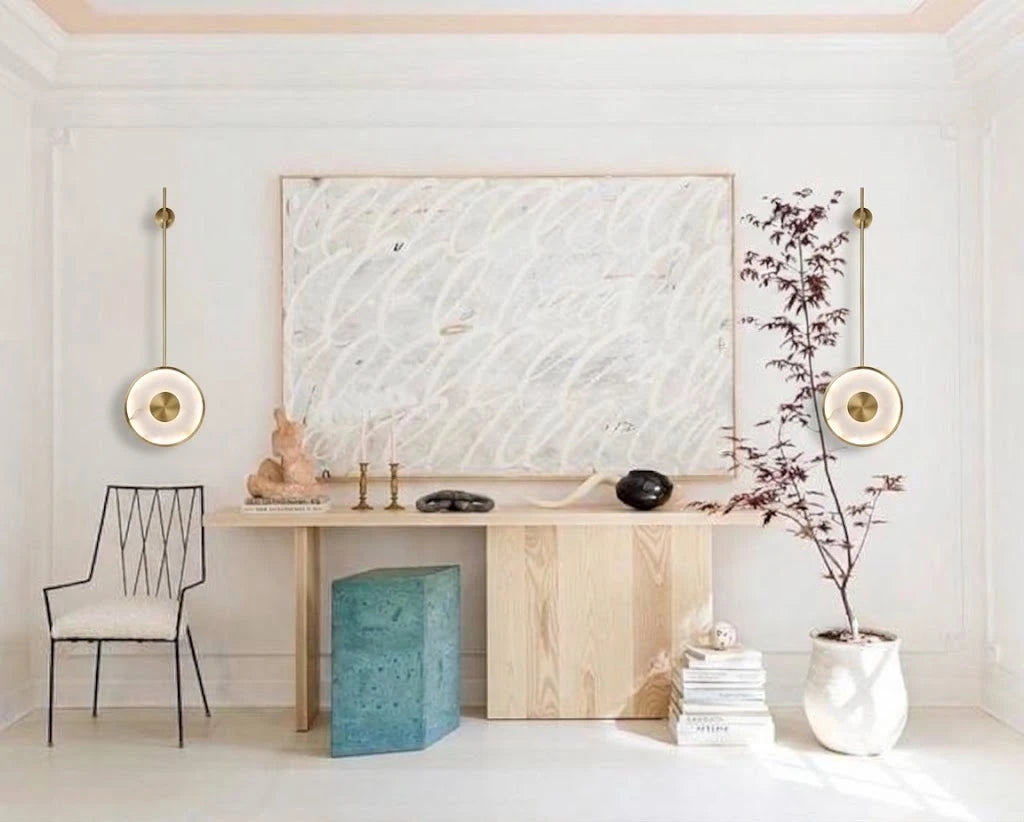 Modern Alabaster Ring Wall Sconce in Designer Living Space
