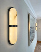 Modern Alabaster Wall Sconce in Sophisticated Hallway Space