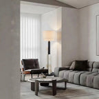 Modern Alabaster Column Floor Lamp in Bright Living Room   