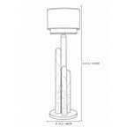 Modern Alabaster Columns and Drum Shade Floor Lamp Line Art Dimension Diagram   