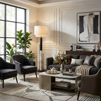 Modern Drum Shade Floor Lamp in Luxury Living Room Decor