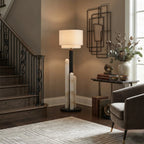 Modern Alabaster Column Floor Lamp in Grand Staircase Foyer