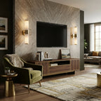 Modern Alabaster Wall Sconces in Living Room Media Area